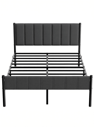 VASAGLE Bettgestell Dupon in Schiefergrau - (B)141.5 x (H)104 x (T)207 cm