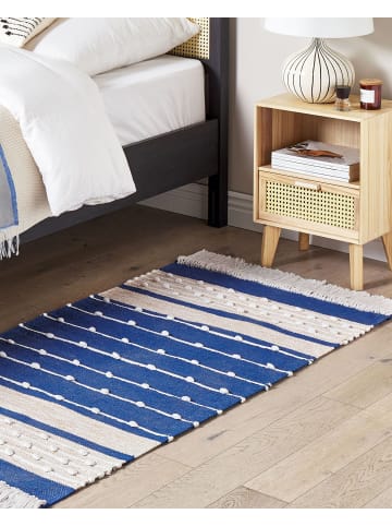 Beliani Kurzflor KONDHALI in Blau/Beige - (W) 80 x (H) 3 x (L) 150 cm