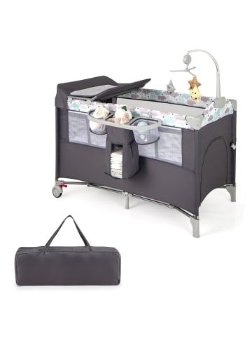 COSTWAY 5 in 1 Beistellbett klappbar in Grau