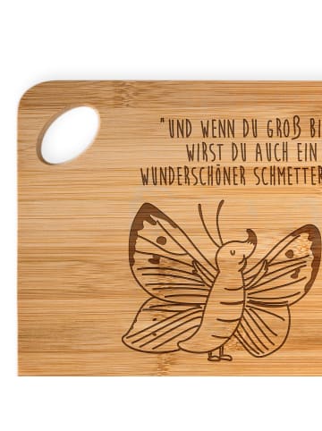 Mr. & Mrs. Panda Küchenbrett Raupe Schmetterling mit Spruch in Braun