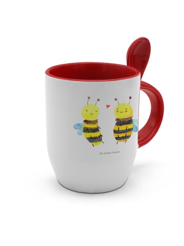 Mr. & Mrs. Panda Tasse mit Löffel Biene Verliebt ohne Spruch in Weiß