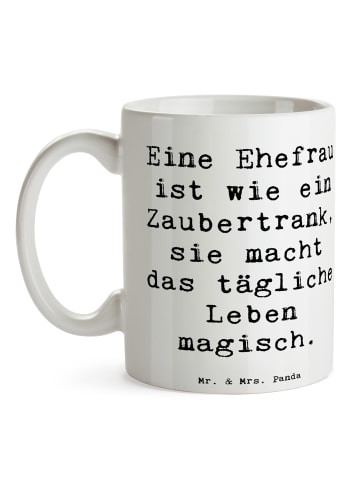 Mr. & Mrs. Panda Henkelbecher Spruch Magische Ehefrau mit Spruch in Weiß