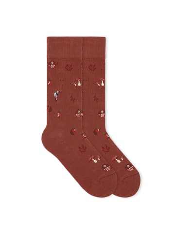 von Jungfeld Gemusterte Socken Herbst Icons in Maple Red