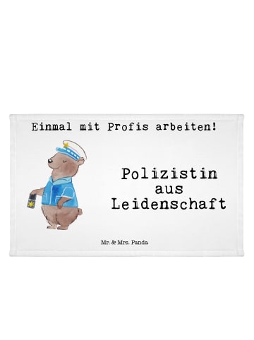 Mr. & Mrs. Panda Gäste Handtuch Polizistin Leidenschaft mit Spruch in Weiß