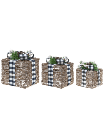 Beliani 3er-Set LED Deko ARRESKOV in Braun/Schwarz/Weiß