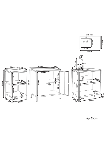 Beliani 3er-Set Gartenküche VILAMA in Rot/Silber