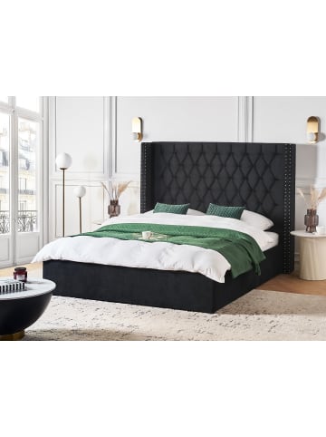 Beliani Doppelbett LUBBON in Schwarz/Silber - (W) 185 x (H) 143 x (L) 216 cm