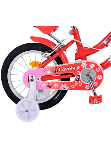 Volare Kinderfahrrad Lovely für Mädchen 14 Zoll Kinderrad Rot Weiß Fahrrad 4 Jahre