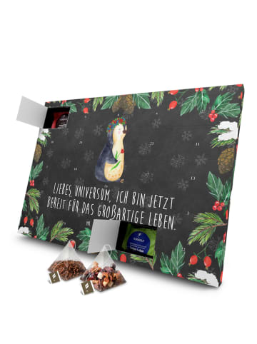 Mr. & Mrs. Panda Adventskalender Pinguin Blumen mit Spruch in Kreidetafel