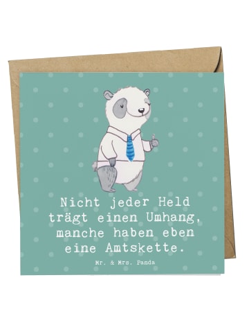 Mr. & Mrs. Panda Grußkarte Bürgermeister Held mit Spruch in Meeresbrise
