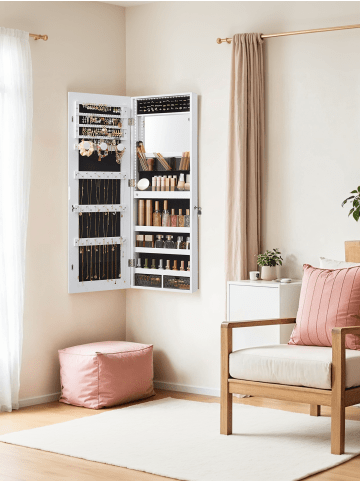 SONGMICS Schmuckschrank Berit in Weiß - (B)37.6 x (H)108.1 x (T)9.8 cm