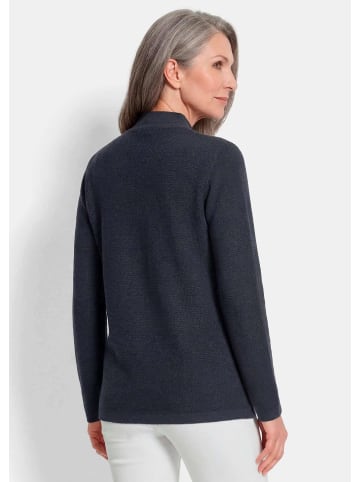 GOLDNER Kurzgröße:  Feinstrickpullover mit Rollkante in marine