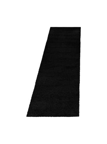 KADIMA DESIGN Teppich Hochflor Shaggy Waschbar Einfarbig SPREE Strapazierfähig in Schwarz