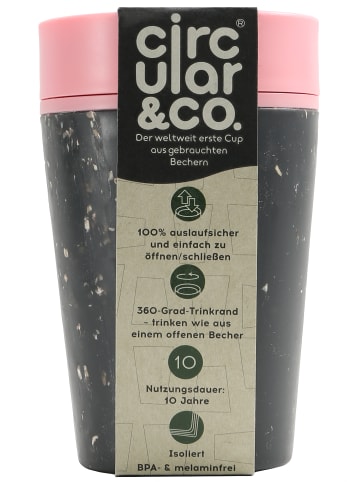 Circular & Co Kaffeebecher 2Go 227 ml 6 cm x 6 cm x 8,5 cm in Schwarz-Pink