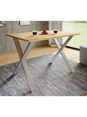 VCM  Premium Holz Esstisch Küchentisch Xona X 110x80 in Silber / Honig-Eiche