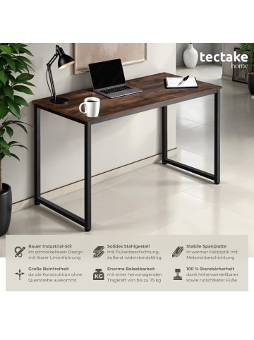 tectake Schreibtisch Flint Höhe 76,5 cm, Industrial Holz dunkel, rustikal