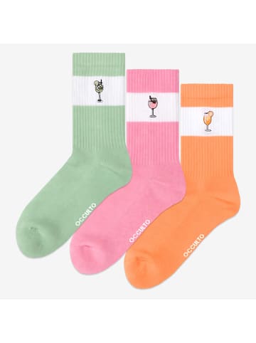 Occulto 3er Pack bunte Motiv Tennissocken Elly in Drinks