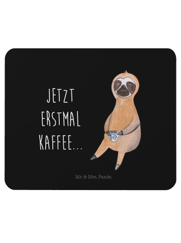 Mr. & Mrs. Panda Mauspad Faultier Kaffee mit Spruch in Schwarz