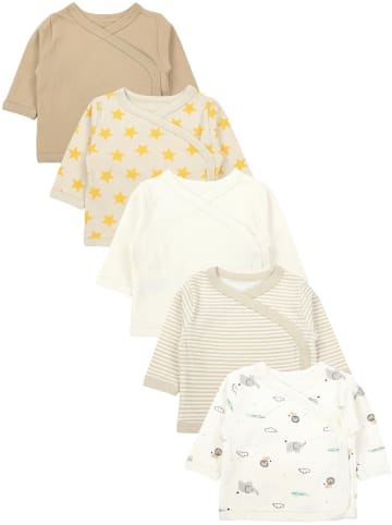 TupTam Baby Jungen Langarm Wickelshirt 5er Set in blau/beige