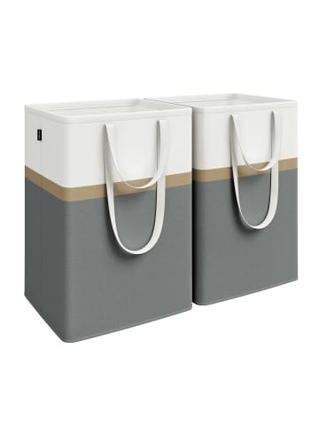 SONGMICS 2er-Set: Wäschekorb Stowit in Schiefergrau - (B)40 x (H)65 x (T)45 cm