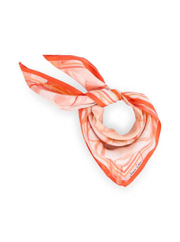 MARC CAIN COLLECTIONS Quadratisches Seidentuch mit Pferdesport-Motiven in Tigerlily