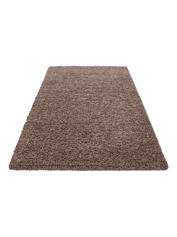 KADIMA DESIGN Teppich Hochflor Unifarben Polypropylen Wohnzimmer Shaggy in Mokka