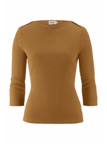 Hessnatur Hessnatur Boatneck Longsleeve Slim aus Bio-Baumwolle in bernstein