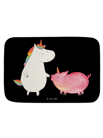 Mr. & Mrs. Panda Badematte Einhorn Schwein ohne Spruch in Schwarz