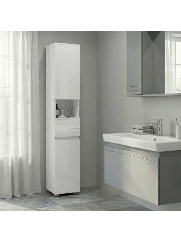 VASAGLE Badezimmerschrank in Weiß - (B)30 x (H)170 x (T)30 cm