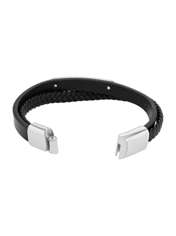 Adeliás Damen Armband aus Leder 21,5 cm in schwarz