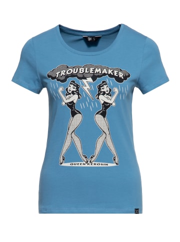 Queen Kerosin Queen Kerosin T-Shirt Troublemaker in blau