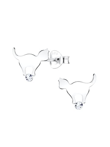 Alexander York Ohrringe, Ohrstecker KATZE mit Kristall in 925 Sterling Silber, 2-tlg. in silver