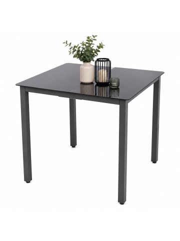 VCM Alu Glas Gartenset Sitzgruppe Tisch Stühle 80 SW in Anthrazit