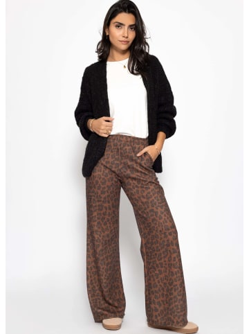 SASSYCLASSY Weite Hose mit Leo-Print in Braun