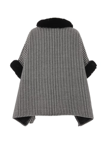 osha Poncho in Schwarz Weiss