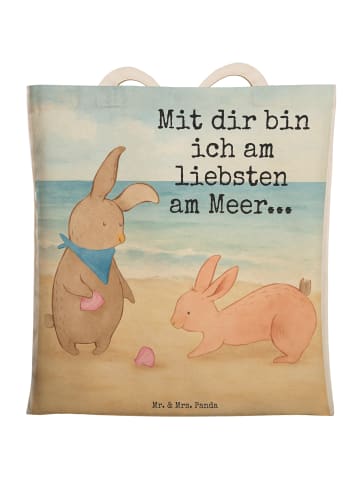 Mr. & Mrs. Panda Tote Bag Hasen Muschel Design mit Spruch in Weiß