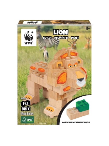 FabBrix Wooden Löwe Holzbausteine, Klemmbausteine aus Buchenholz in Braun