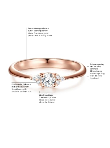 Trilani Ring aus Sterling Silber mit Zirkonia in roségold
