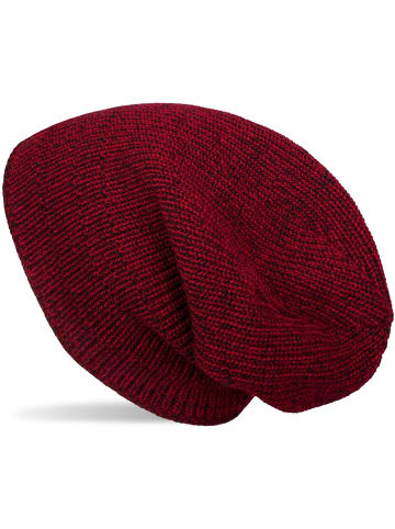 styleBREAKER Feinstrick Beanie Mütze in Rot-Schwarz