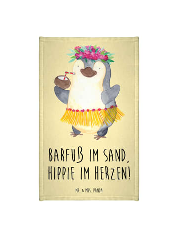 Mr. & Mrs. Panda Gästehandtücher Sommer Hippie mit Spruch in Gelb Pastell