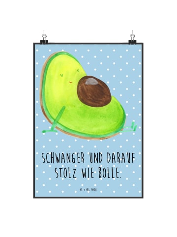 Mr. & Mrs. Panda Bild Avocado Schwangerschaft mit Spruch in Blau Pastell