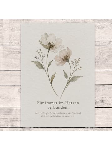 Mr. & Mrs. Panda Trauerspruchkarte Blumen verbunden Design mit S... in Weiß
