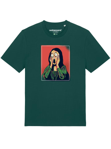 wat? Apparel T-Shirt Mona Lisa Scream in Dunkelgrün