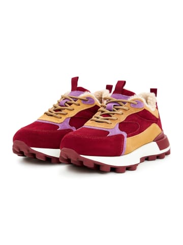 CESARE GASPARI Plateau-Sneakers aus Leder in Bordeaux