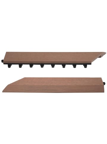 MCW 2er-Set Abschlussleiste für WPC Bodenfliese, Coffee links mit Haken