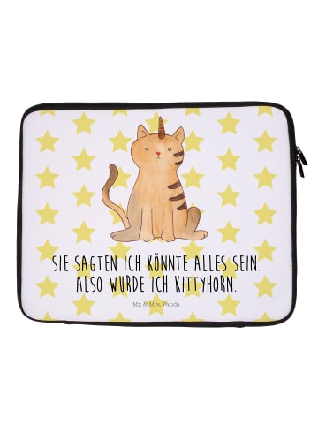 Mr. & Mrs. Panda Notebook Tasche Einhorn Katze mit Spruch in Weiß