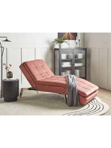 Beliani Chaiselongue LOIRET in Rosa/Silber - (W) 179 x (H) 93 x (L) 76 cm