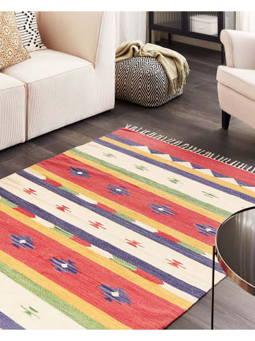 Beliani Kelim ALAPARS in Bunt/Rot/Beige - (W) 140 x (L) 200 cm