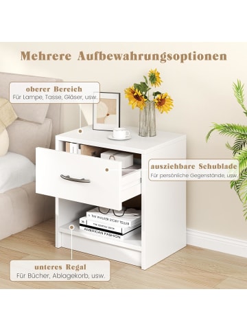 COSTWAY Nachttisch mit Schublade in Weiß