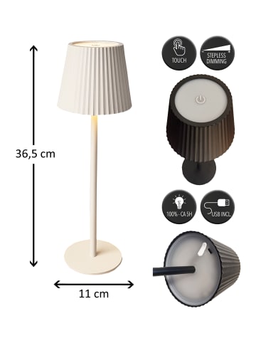 Coen Bakker LED Tischlampe dimmbar Touch Farbwechsler IP44 Innen & Außen 36,5x11cm in Sand
